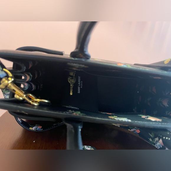 Yves Saint Laurent Black Leather Prairie Flower Nano Sac de Jour Bag - Picture 7 of 7